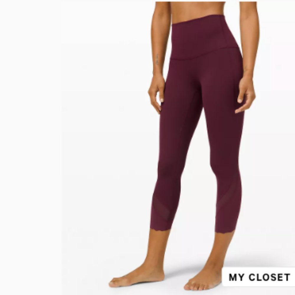 Wunder Under Scalloped Hem High-Rise Crop 23" Cassis Lululemon Size 6